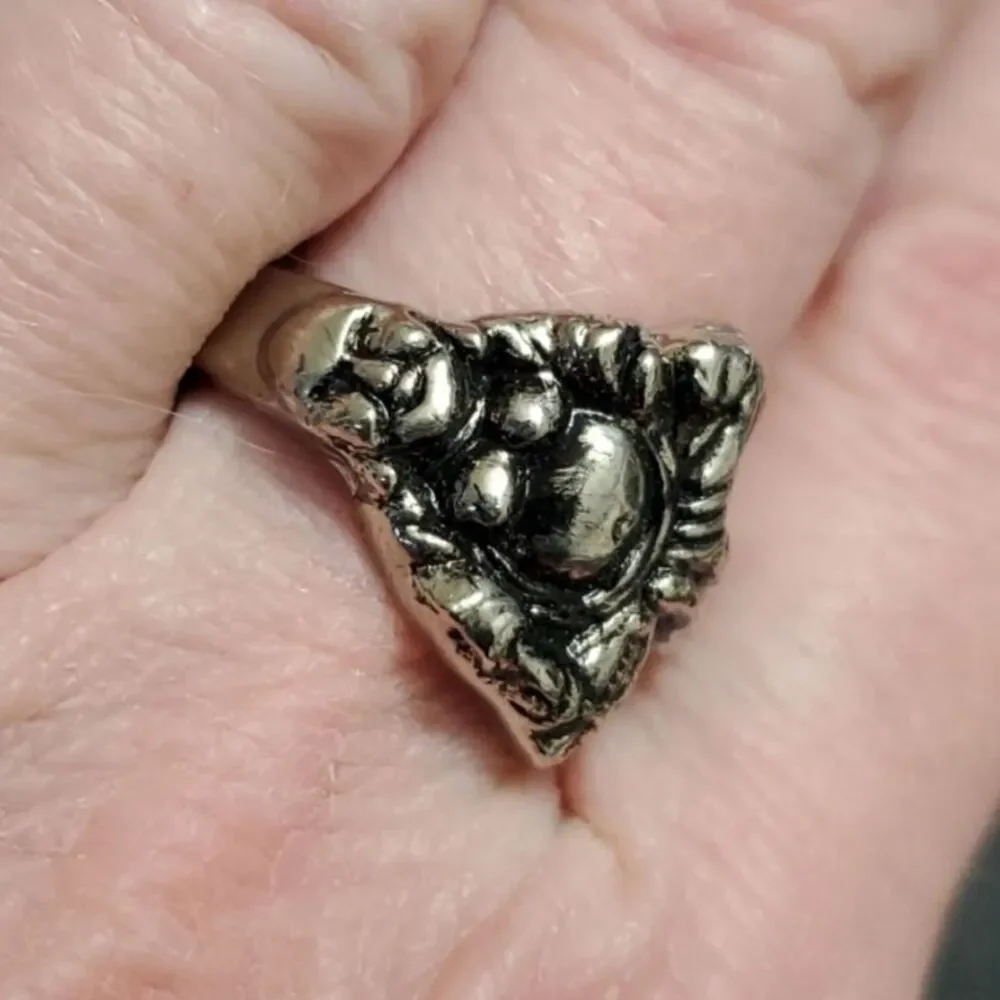 Silver tone Buddha ring size 9.25